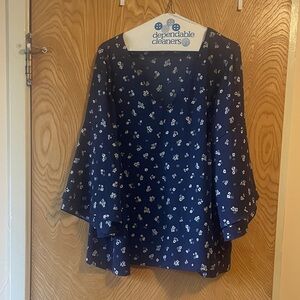 Lane Bryant Navy Floral Blouse